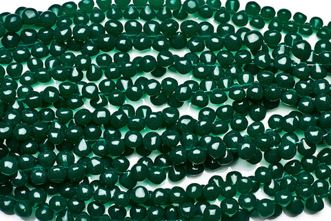 Chalcedony Green Drops Smooth Heat Treated Beads