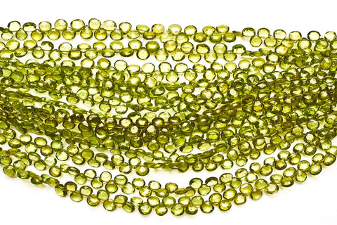 Peridot Green Heart Faceted Natural Beads