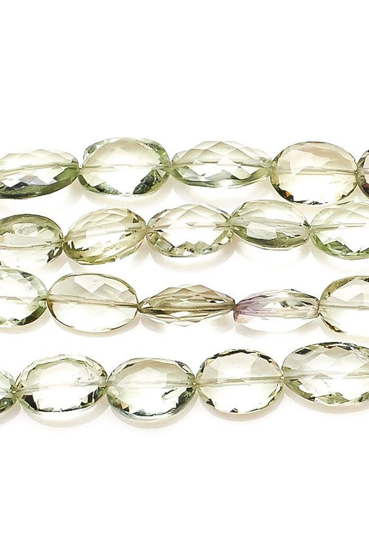 Green Amethyst Green Oval Faceted Natural Beads