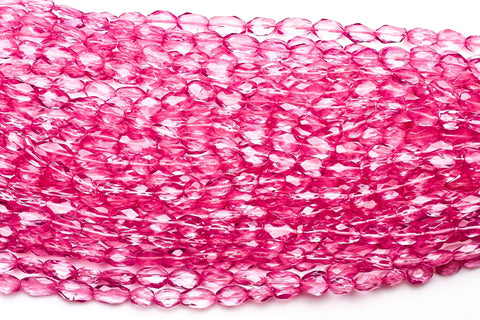 Crystal Quartz Pink Oval Faceted Coated Beads