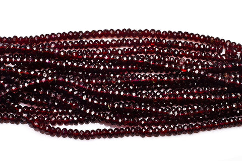 Garnet Red Rondelle Faceted Natural Beads