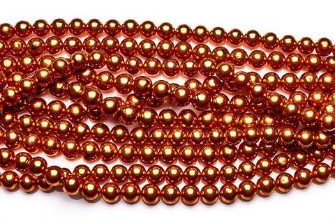 Pyrite Copper Round Smooth Coating Beads
